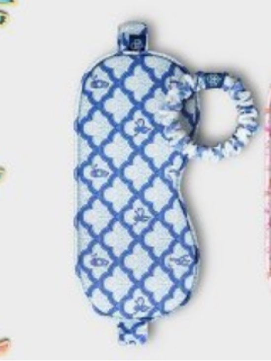 Roller Rabbit Accessories - NWT Roller Rabbit x Target blue Geo Trellis animal sleep mask & scrunchie